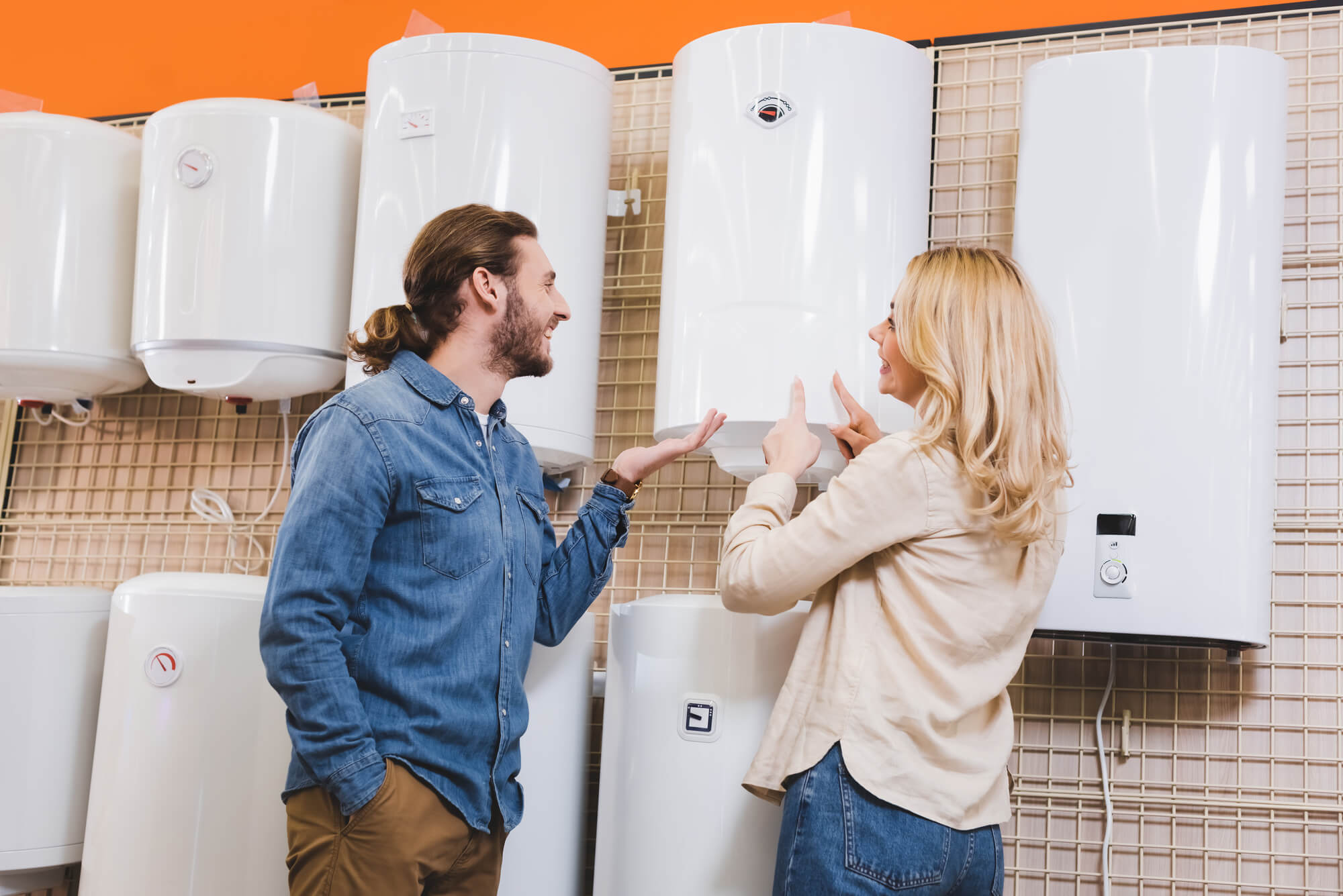 couple choosing water heater seattle